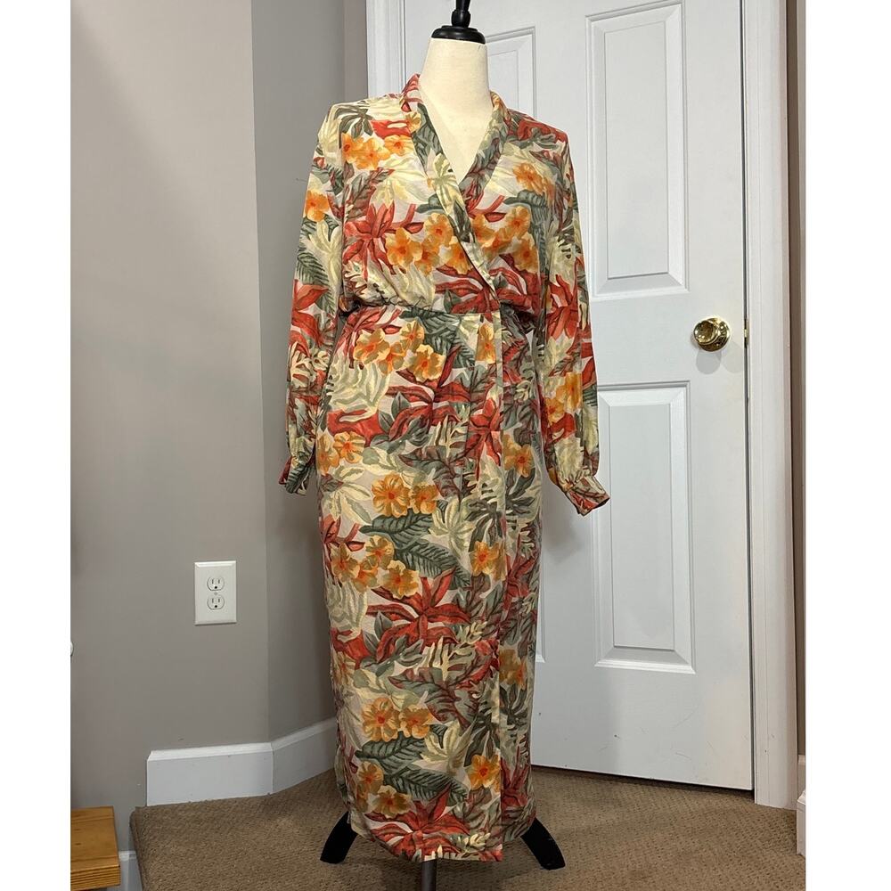 Vintage VTG Pappagallo Sz 10 Silk Floral Wrap Dress Cottage Core Grandmacore